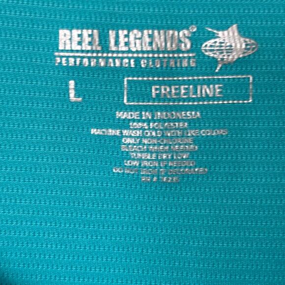 Reel Legends Freeline Wms L Turquoise Outdoor SS Textured Knit Shirt Fishing - Picture 3 of 5